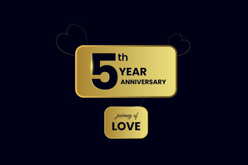 5 year anniversary premium golden banner design.