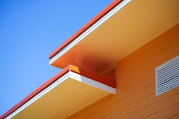 The roof of a new house built in orange, two floors