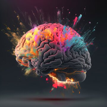 Brain synthesis explosion effect. Illustration about the brain. Made by AI.