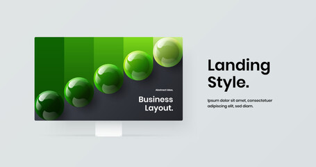 Abstract landing page design vector illustration. Clean monitor mockup website template.