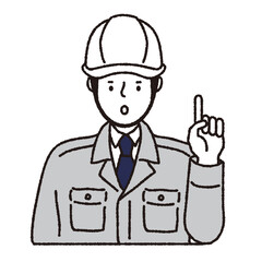 ヘルメット作業着姿の男性_ポイント