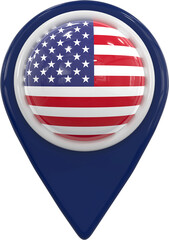 United States flag pin map 3d 