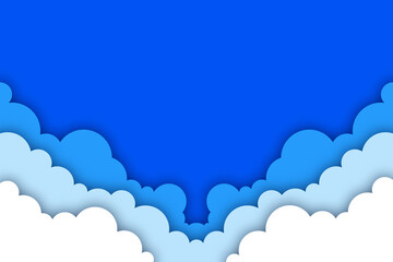 papercut blue cloud sky background design paper vector origami art abstract illustration