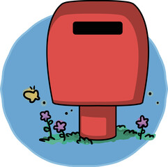 ふんわりタッチで描かれた屋外ポスト