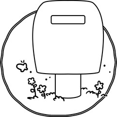 ふんわりタッチの屋外ポストのぬりえ