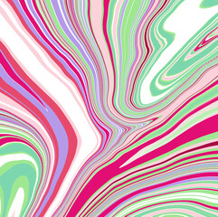 Vivid pink and green decorative marbled wavy stripes pattern Abstract marble textured print