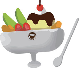 喫茶店のサンデー(お皿にロゴ入り)