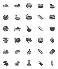 Fototapeta na wymiar Chinese food menu vector icons set