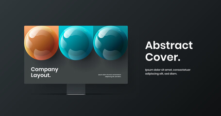 Premium site screen vector design template. Unique computer monitor mockup banner concept.