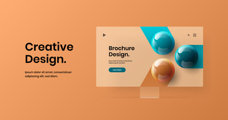 Amazing computer display mockup banner illustration. Vivid website design vector concept.