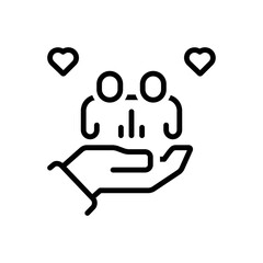 Black line icon for caring