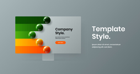 Simple website design vector template. Premium computer display mockup presentation illustration.