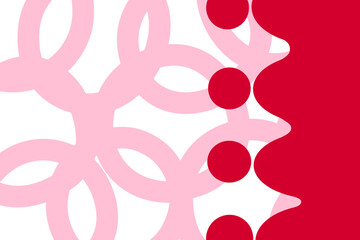 波打つ模様　丸い模様　赤系　イラスト　女性