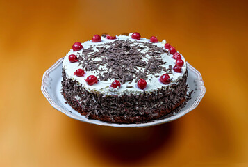Fresh homemade cake on isolated background