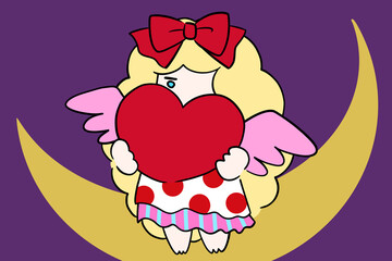 heart with wings cupid illustration