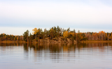 rocky island with trees