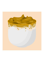 Editable Short Glass Mug of Korean Dalgona Coffee Vector Illustration for Cafe and Beverage Related Design