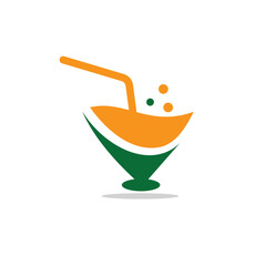 illustration of a bowl with a spoon and juice vector icon design.