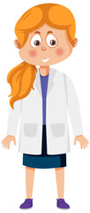 Cute scientist girl cartoon character