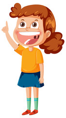 A girl pointing finger cartoon character