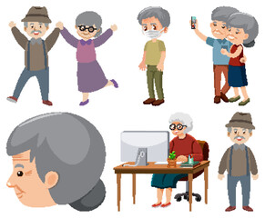 Collection of elderly people icons