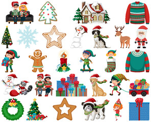 Christmas characters and elements set