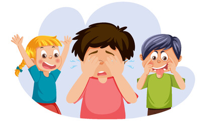 Kids teasing and bullying boy