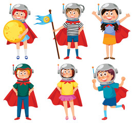 Set of kids in astronomy theme