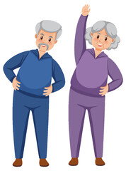 Couple senior people in exercise outfit