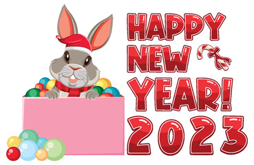 Happy New Year 2023 with cute rabbit
