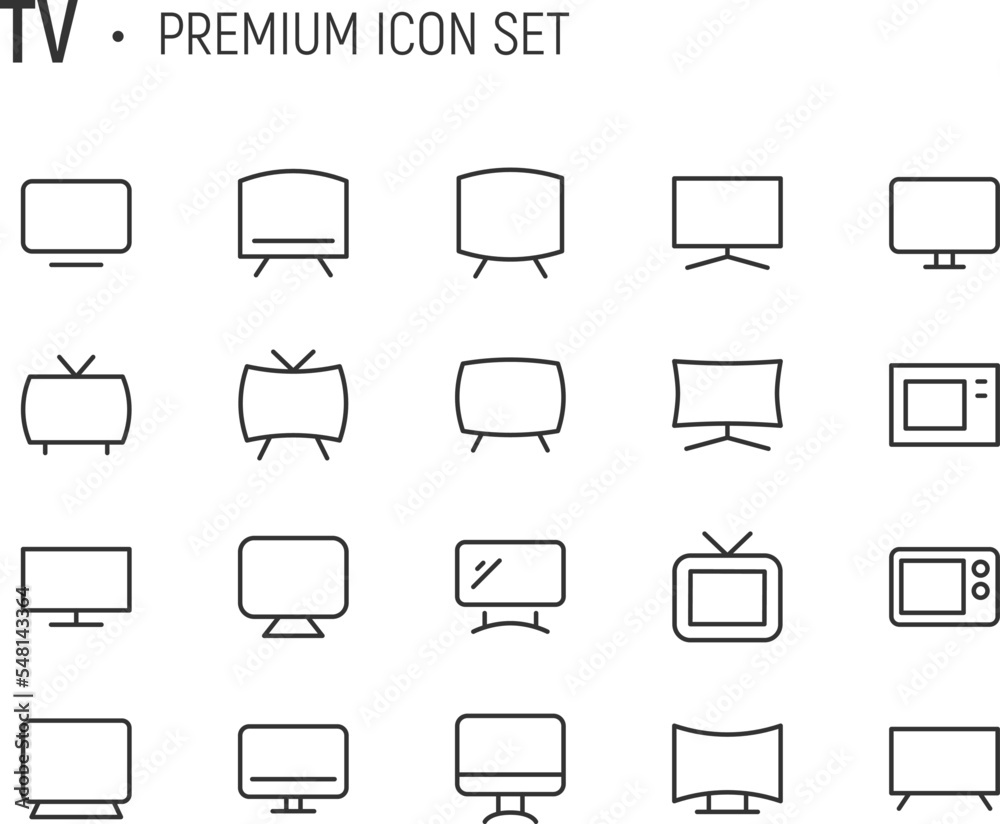 Poster Editable vector pack of tv line icons.