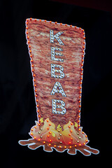 Logo of a kebab for a Turkish fast food restaurant, Paris, France.