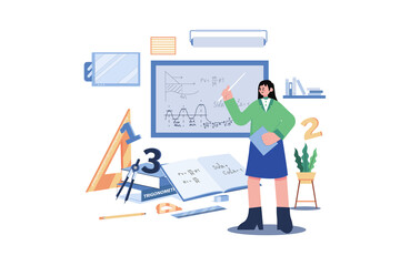 Math teacher teaching in classroom