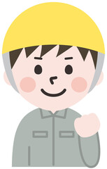 やる気のあるヘルメットを被った男性作業員