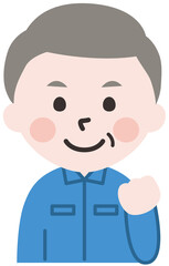 頑張る笑顔のシニア男性作業員