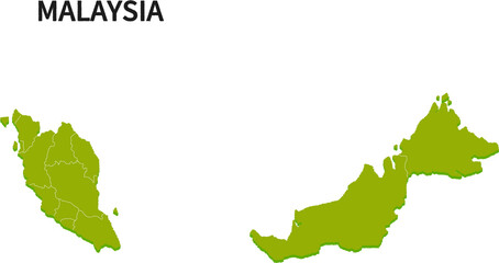 マレーシア/MALAYSIAの地域区分イラスト