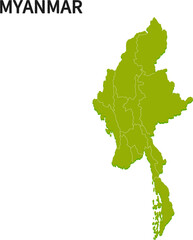 ミャンマー/MYANMARの地域区分イラスト