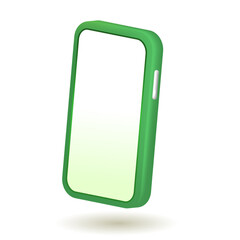 Mobile phone with white blank screen. 3d vector smartphone. isolated white background