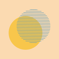 flat geometric illustration yellow circle on paper