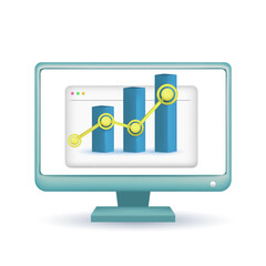 Monitoring data icon. computer vector. monitor screen with growth chart