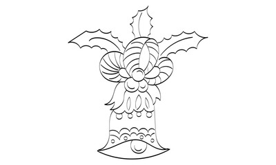 Vintage Holiday Icon. Hand Drawn outline Christmas Illustration. Vector element for Christmas Design