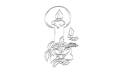 Vintage Holiday Icon. Hand Drawn outline Christmas Illustration. Vector element for Christmas Design