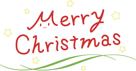 メリークリスマスの手書きロゴ　カラー