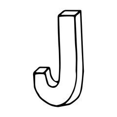 letter J hand drawn in doodle style.