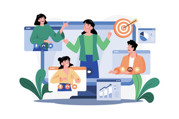 Businesswoman Doing Discussion On Online Meeting