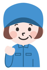 頑張る笑顔のシニア女性作業員