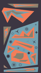 Abstract retro cut out vertical background design.
