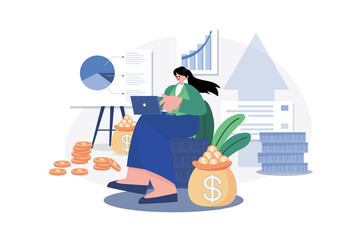 Fototapeta premium Business Financial Growth Illustration concept