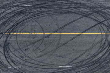 Tire tracks texture and background, Asphalt texture with line and tire marks, Automobile automotive...