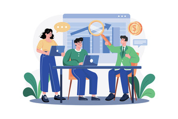 Business Team Monitoring Data Analytics Illustration concept